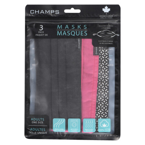 Champs Face Masks Cotton 3-Ply Ladies 3 EA