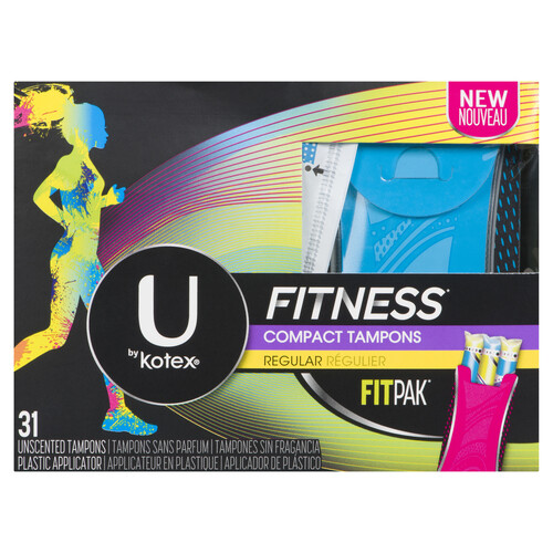 U By Kotex Fitness Compact Tampons Regular Absorbency Unscented 31 count -  Voilà Online Groceries & Offers