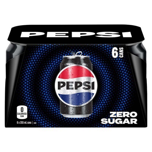 Pepsi Zero Sugar Soft Drink 6 x 355 ml (cans)