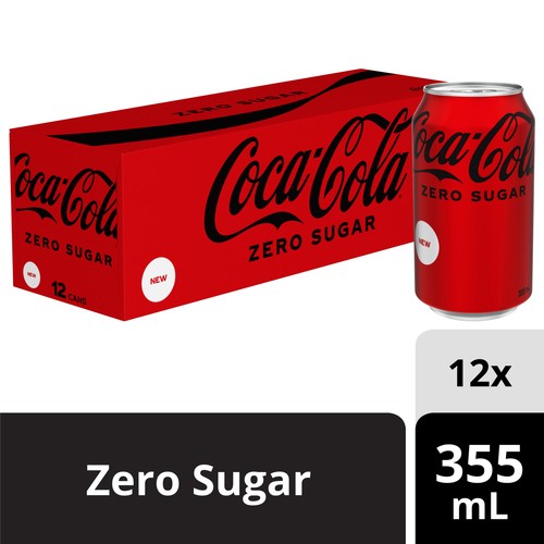 Coca-Cola Zero Sugar Soda Fridge Pack 12 x 355 ml (cans)
