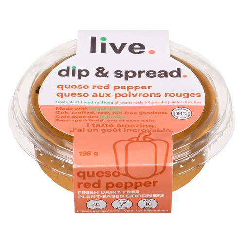 Live Organic Food Dairy-Free Dip & Spread Queso Red Pepper 198 g