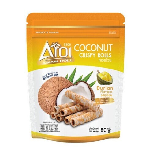 Aroi Coconut Crispy Rolls Durian Flavour 80 g