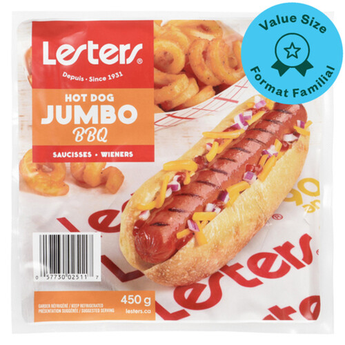 Lesters Jumbo Wieners BBQ 450 g