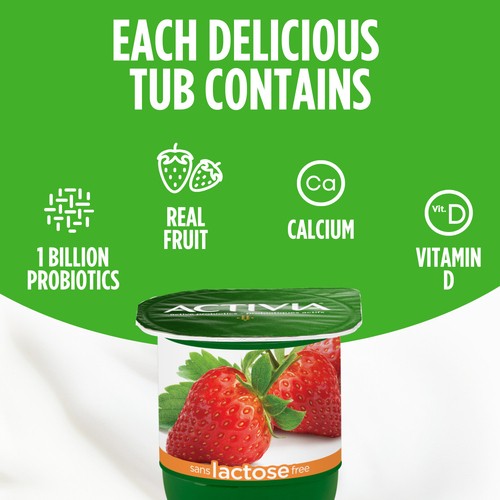 Activia Lactose-Free Probiotics Yogurt Strawberry Blueberry Peach Mango Value Size 12 x 100 g