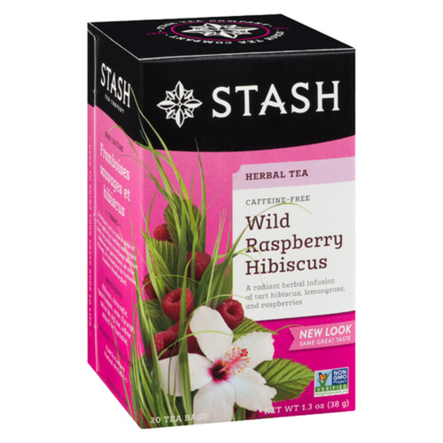 Stash Caffeine-Free Herbal Tea Wild Raspberry Hibiscus 20 Tea Bags
