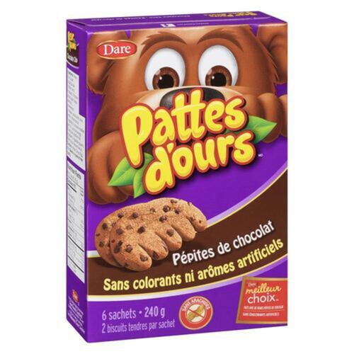 Dare Bear Paws Peanut-Free Cookies Chocolate Chip 240 g