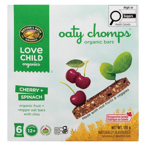 Love Child Organics Baby Food Bars Oaty Chomps Cherry & Spinach 138 g