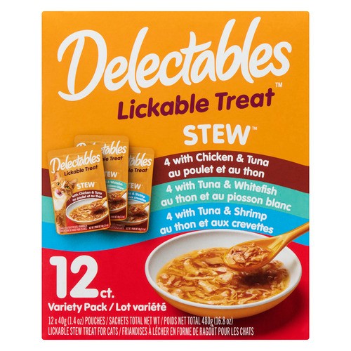 Delectables Friandises à lécher pour chats assortiment varié 12 x 40 g