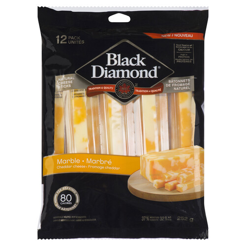Black Diamond Natural Cheese Sticks Marble Cheddar 12 units 252 g