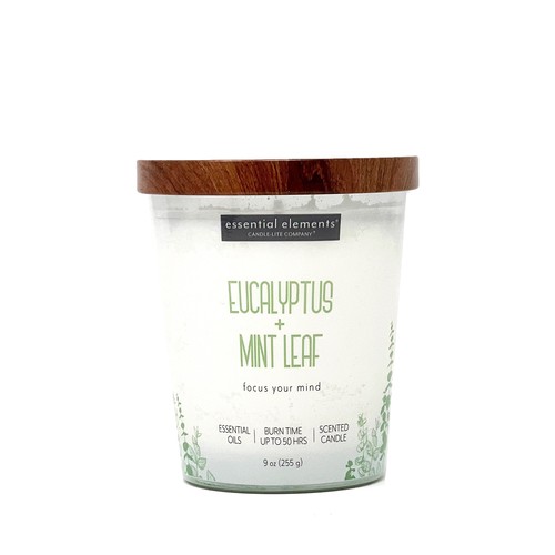 Essential Elements Candle Jar Eucalyptus Mint Leaf 1 Pack