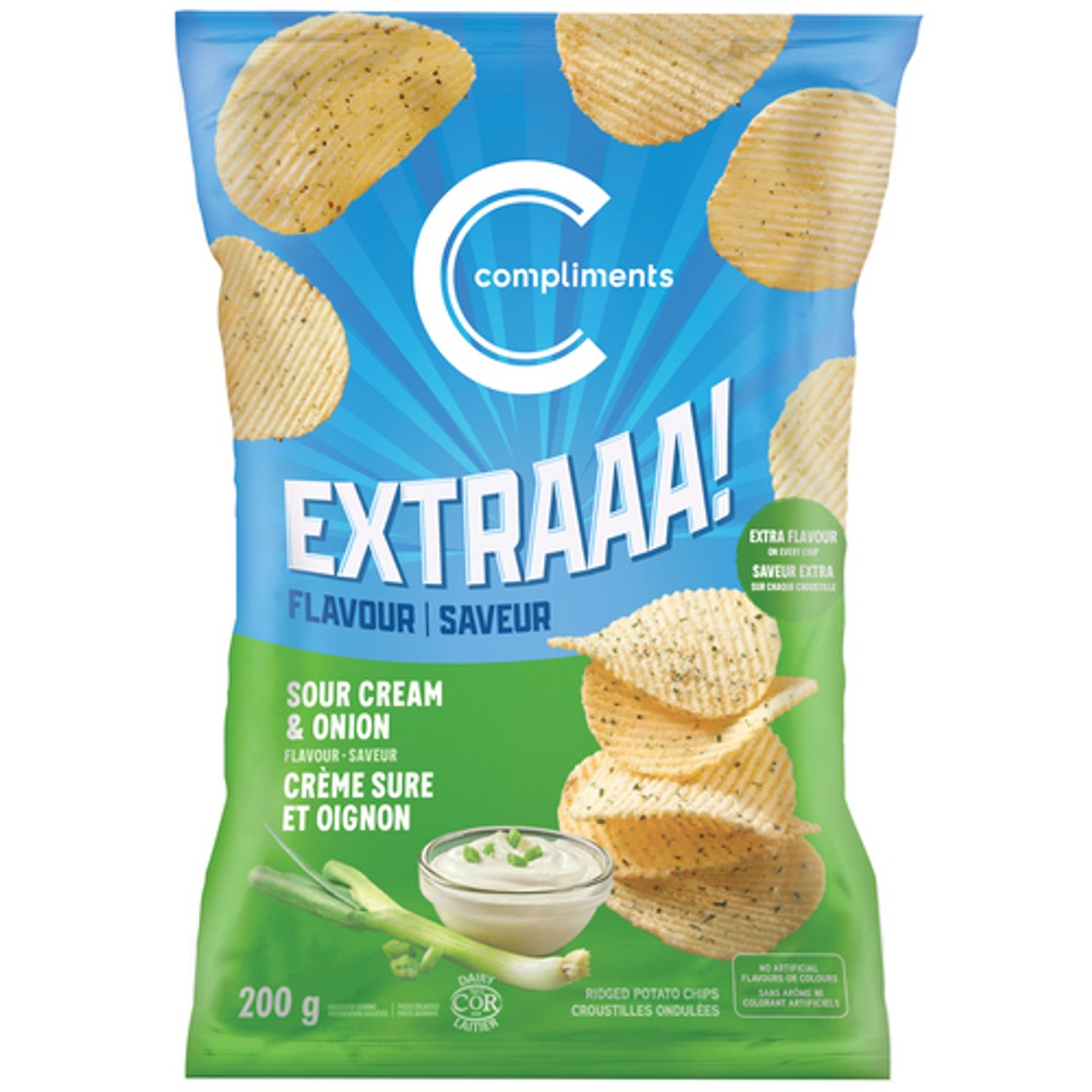 Compliments Extraaa! Ridged Potato Chips Sour Cream & Onion 200 g ...