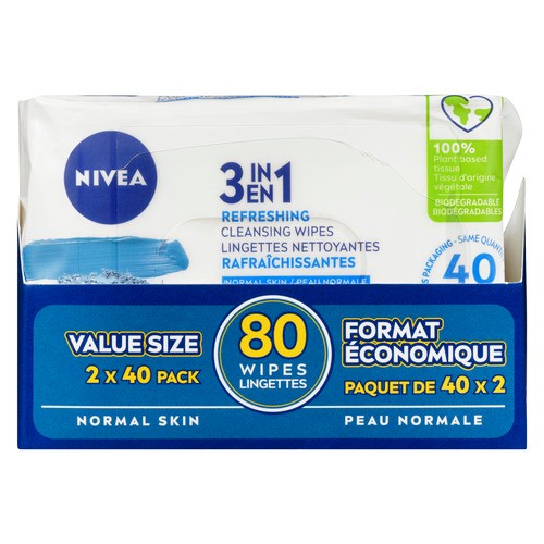 Nivea 3-In-1 Make-Up Removing Cleansing Wipes 80 EA