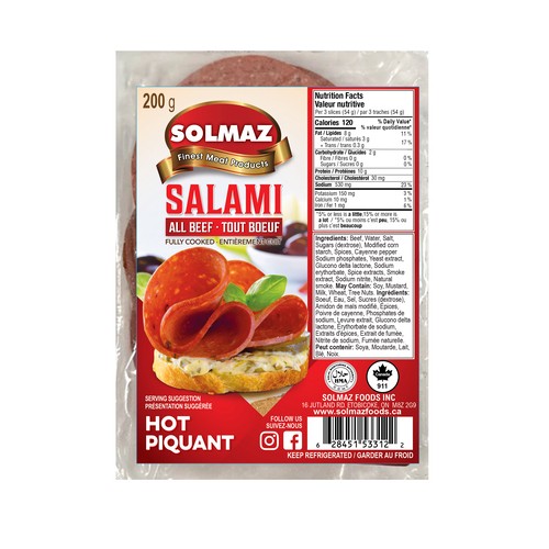 Solmaz Deli Sliced Salami All Beef Hot 200 g