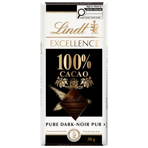 Lindt Excellence Dark Chocolate Bar 100% Cacao 50 g