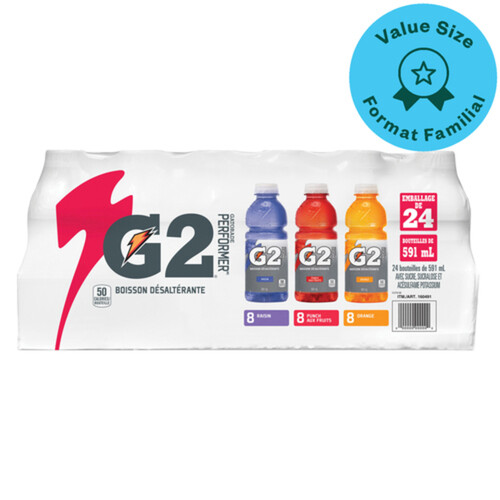 Gatorade Sports Drink G2 Club Pack 24 x 591 ml (bottles)