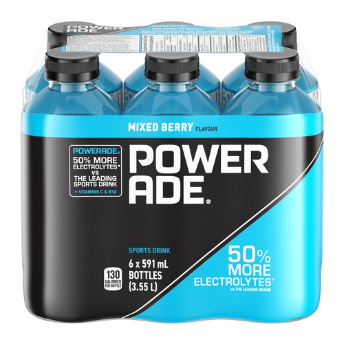 Powerade Sports Drink Mixed Berry 6 x 591 ml (bottles)