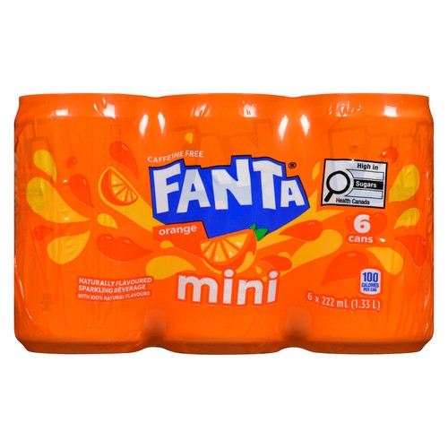 Fanta Naturally Flavoured Sparkling Beverage Orange 6 × 222 ml