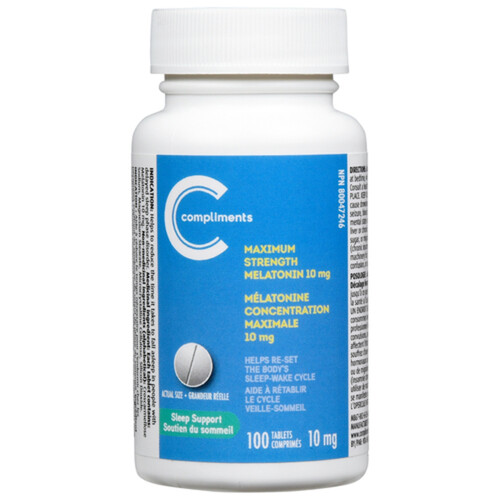 Compliments 10 mg Melatonin Maximum Strength 100 Count