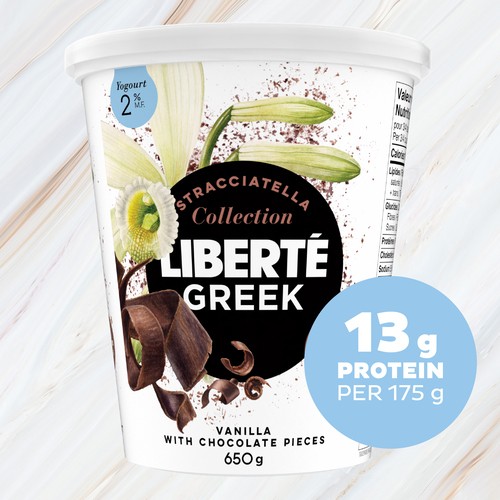 Liberté Greek 2% Yogurt Stracciatella Vanilla With Chocolate Pieces 650 g