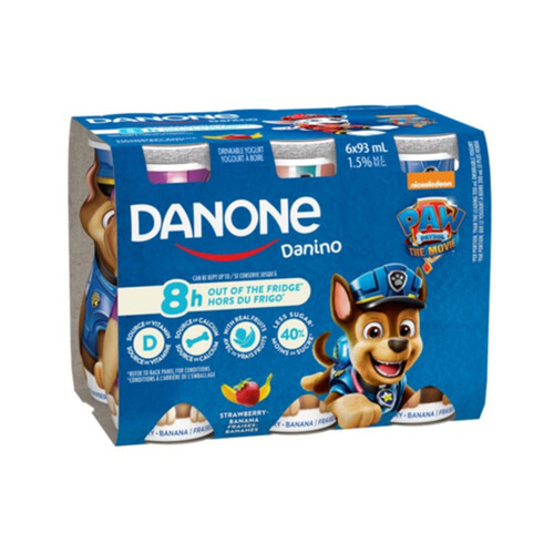 Danino Paw Patrol Drinkable Yogurt For Kids Strawberry-Banana 6 x 93 ml (bottles)