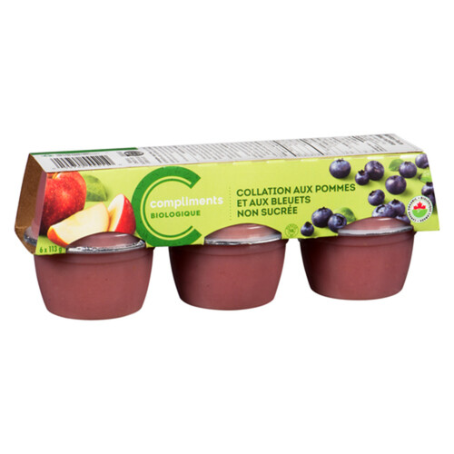 Compliments Organic Snack Unsweetened Apple Blueberry 6 x 113 g