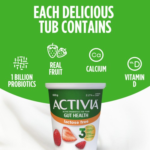 Activia Lactose-Free Probiotics Yogurt Strawberry 650 g