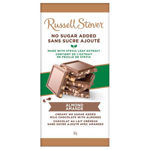 Russell Stover Milk Chocolate Bar Almond No Sugar Added 85 g