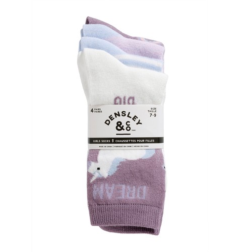 Densley & Co Crew Girls Socks 7-9 Size 4 Pairs