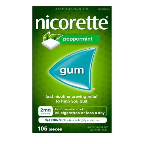 Nicorette Nicotine Gum Peppermint 2 mg 105 Count