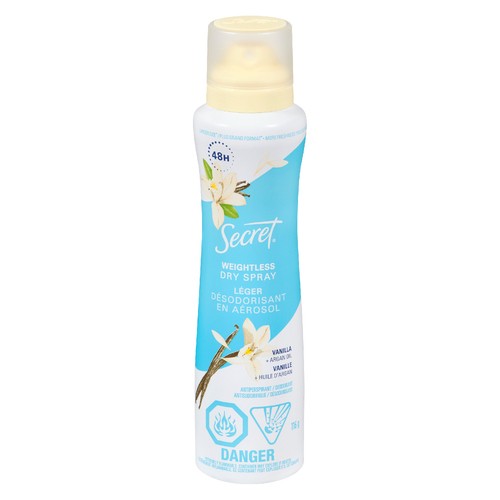 Secret Antiperspirant Deodorant Dry Spray Vanilla And Argan Oil 116 g