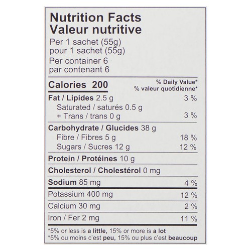 One Degree Organic Foods Protein Instant Oatmeal Banana Brown Sugar Sprouted 6 x 55 g (330 g)