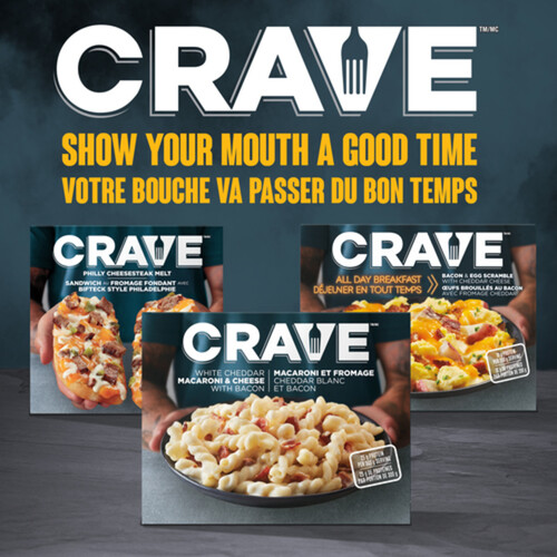 CRAVE Frozen Entrée White Cheddar Macaroni & Cheese With Bacon 300 g