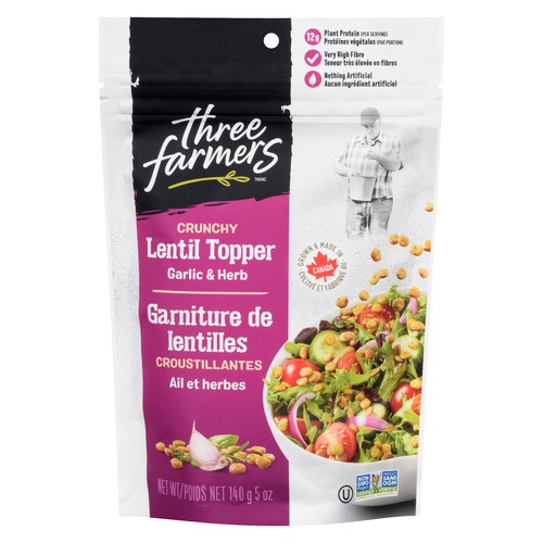 Three Farmers Crunchy Lentil Topper Garlic & Herb 140 g