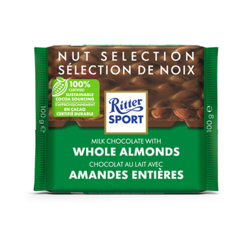 Ritter Sport Milk Chocolate Bar With Whole Almonds 100 g