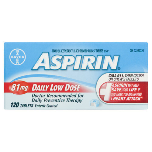 Aspirin Daily Low Dose 81 mg 120 Tablets 