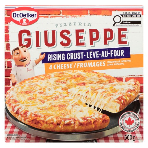 Dr. Oetker Giuseppe Pizzeria Frozen Rising Crust Pizza 4 Cheese 660 g