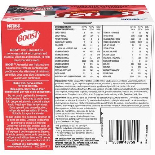 Nestle Boost Non-Creamy Nutrition Beverage Wildberry Fruit 237 ml