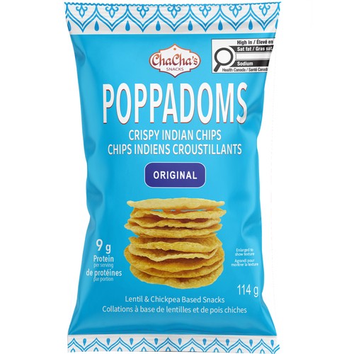 ChaChas' Snacks Poppadoms Crispy Indian Chips Original 114 g