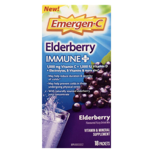 Emergen-C Vitamins Immune Plus Elderberry 18 Count