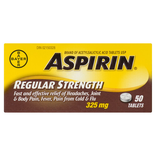 Aspirin Pain Relief 325 mg Regular Strength 50 Tablets