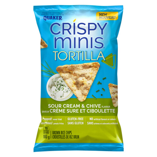 Quaker Crispy Minis Rice Chips Sour Cream & Chive 100 g