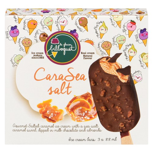 Le Glacier Bilboquet Ice Cream Bars CaraSea Salt 3 x 88 ml