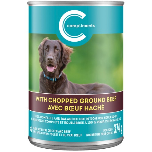 Compliments Canned Dog Food Chopped Ground Beef 374 g