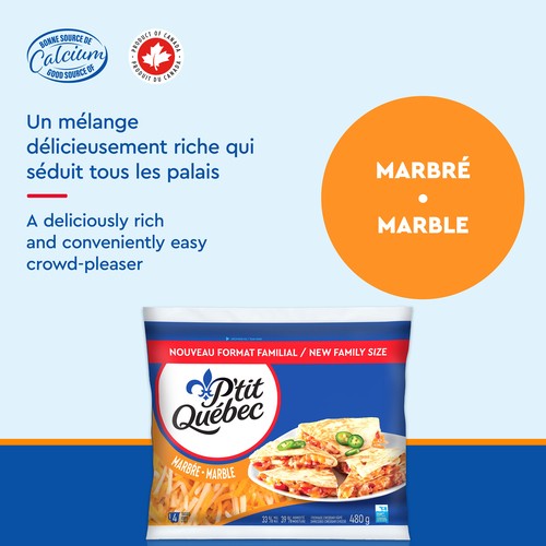 P'tit Québec Shredded Cheese Marble 480 g