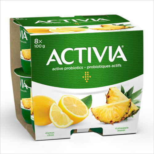 Activia Yogurt with Probiotics Lemon Pineapple 8 x 100 g