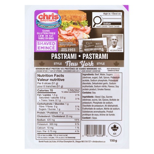 Chris Brothers Shaved Pastrami Sliced Meat 150 g
