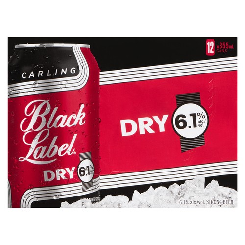 Carling Black Label Dry Beer 6.1% Alcohol 12 x 355 ml (cans)