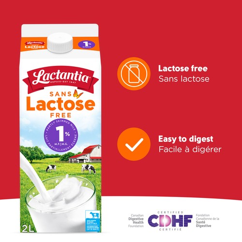 Lactantia Lactose-Free 1% Milk Partly Skimmed 2 L