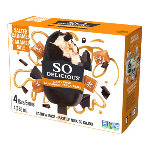 So Delicious Dairy-Free Cashew-Based Frozen Dessert Bars Salted Caramel 4 x 68 ml