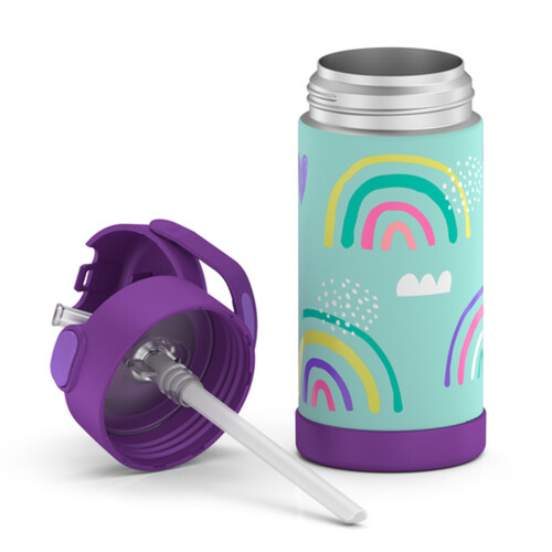 FUNtainer Vacuum Insulated Stainless Steel Bottle With Straw Rainbows 350 ml